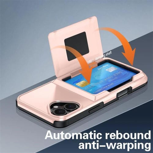 Funda a prueba de golpes Kalebol Flip Card Wallet para iPhone 16 (negra)