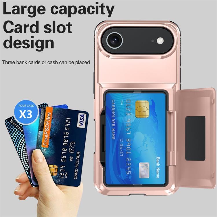 Funda abatible para iPhone 17 Air Kalebol con tarjetero, a prueba de golpes (azul)