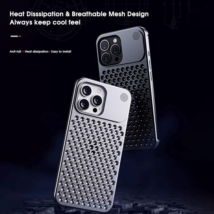 Funda Kalebol de aleación de aluminio con aromaterapia y refrigeración para iPhone 16 Pro (plateada)
