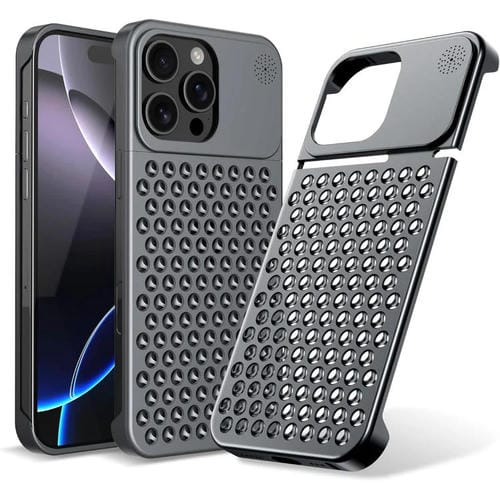 Funda de aleación de aluminio Kalebol con aromaterapia para iPhone 15 Pro Max (gris)