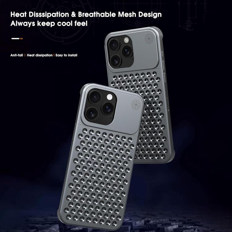 Funda de aleación de aluminio Kalebol con aromaterapia para iPhone 15 Pro Max (gris)