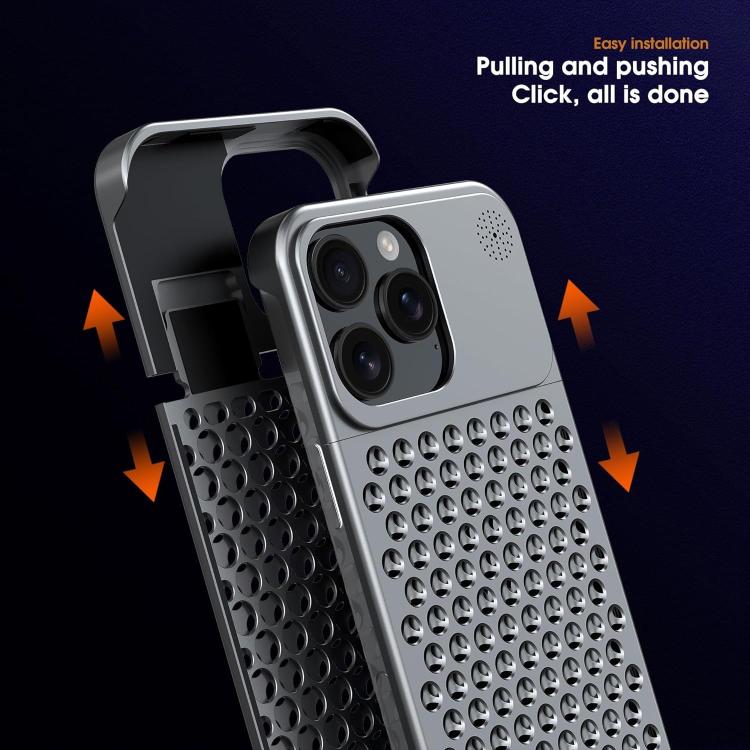 Funda de aleación de aluminio Kalebol con aromaterapia para iPhone 14 Pro Max (gris)
