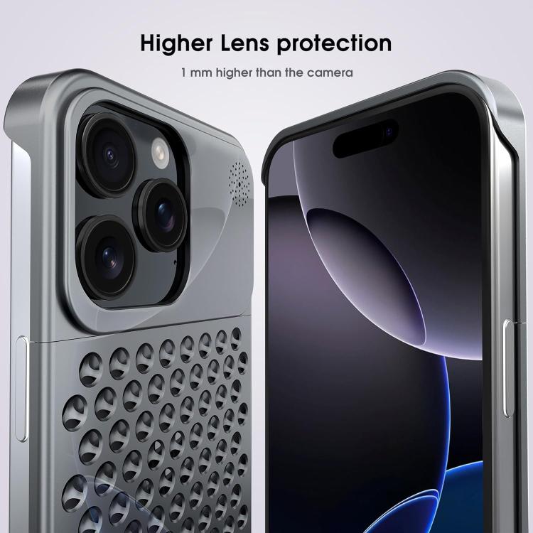 Funda de aleación de aluminio Kalebol con aromaterapia para iPhone 14 Pro Max (gris)
