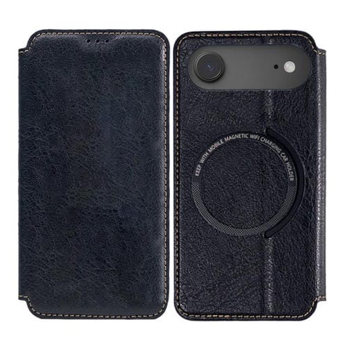 Funda de cuero Kalebol Flip con ranura para tarjetas y MagSafe para iPhone 17 Air (negra)