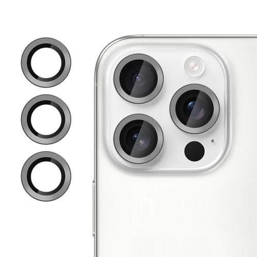 For iPhone 15 Pro Kalebol No Flicker Ultra-Thin Individual Camera Lens Tempered Glass Film(Titanium Gray)