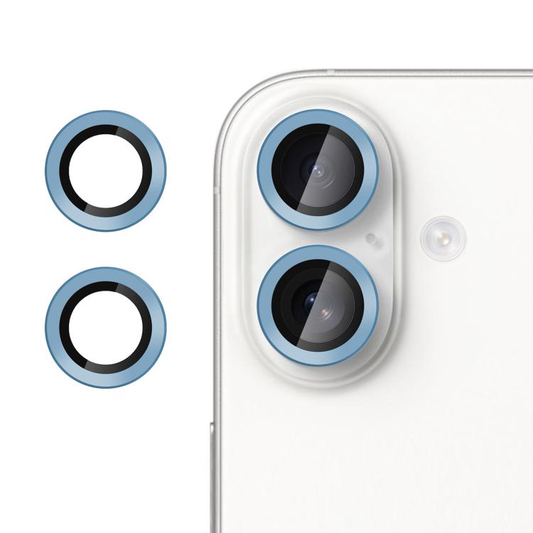 For iPhone 16 Plus Kalebol No Flicker Ultra-Thin Individual Camera Lens Tempered Glass Film(Light Blue)