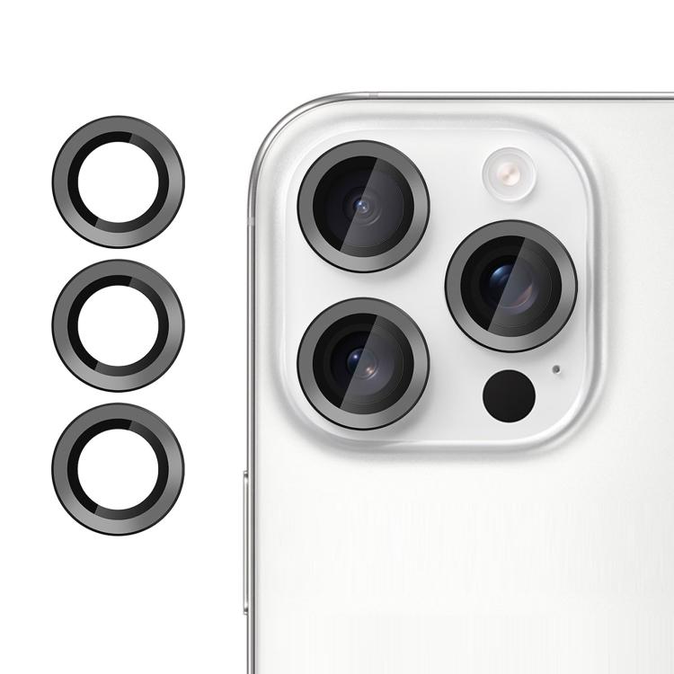 For iPhone 16 Pro Kalebol No Flicker Ultra-Thin Individual Camera Lens Tempered Glass Film(Black)