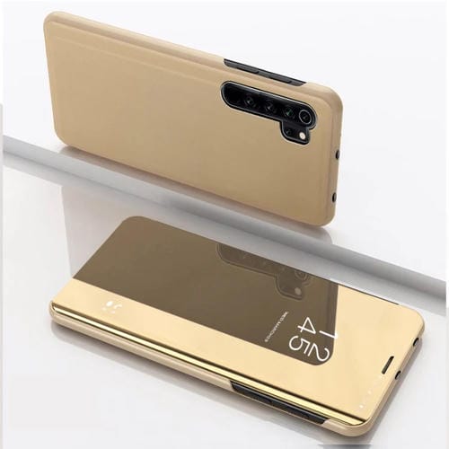 Para Xiaomi Mi Cc9 Pro Funda de Cuero con Tapa Horizontal con Espejo Plateado con Soporte (Dorado)