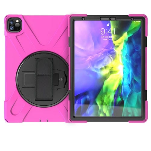 Funda para Tableta iPad Pro 11 2022/2020 Rotación 360° PC Silicona Soporte Correa (Rosa Roja)