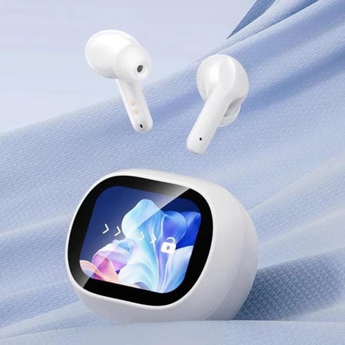 Auriculares inalámbricos Bluetooth con pantalla táctil a color inteligente (Blanco)