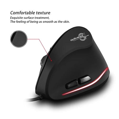 Ratón Ergonómico con Cable Zelotes T20 para Computadora Portátil Agarre Vertical 6 Teclas (Negro)