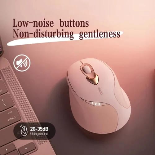 Ratón Inalámbrico Inphic M8P 2.4G con Carga USB Silencioso para Niñas Ratón Ergonómico Portátil Oficina con Pantalla de Alimentación (Té con Leche)