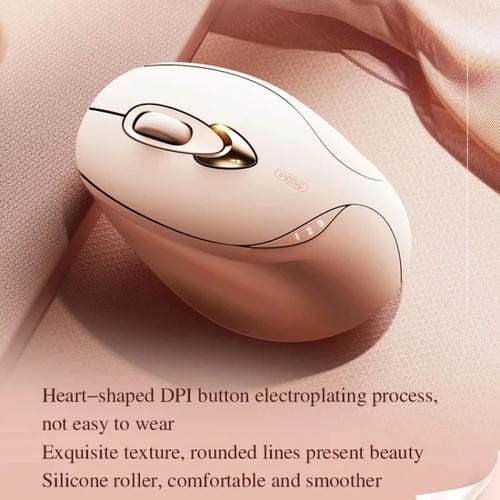 Ratón Inalámbrico Inphic M8P 2.4G con Carga USB Silencioso para Niñas Ratón Ergonómico Portátil Oficina con Pantalla de Alimentación (Té con Leche)