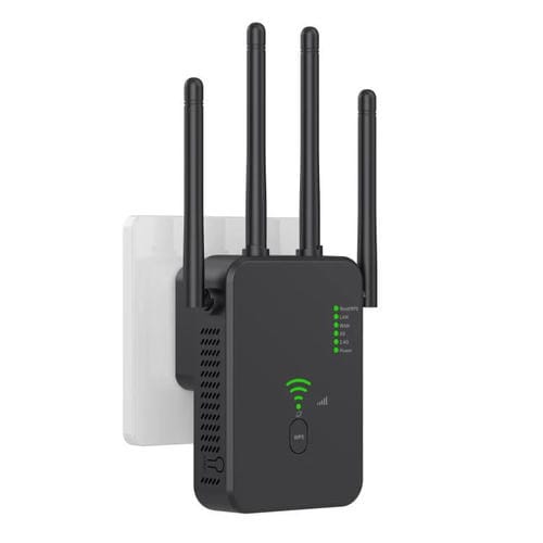 Repetidor Inalámbrico Urant U10 300 Mbps 2,4 G Amplificador Señal WIFI 4 Antenas Enchufe Estadounidense (Negro)