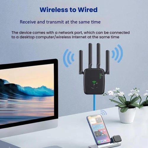 Repetidor Inalámbrico Urant U11 300 Mbps 2,4 GHz Amplificador Señal WIFI Configuración Rápida WPS Enchufe Británico (Negro)