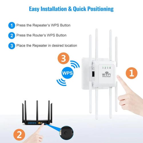 Repetidor Inalámbrico U18 300 Mbps 2,4 G Amplificador de Señal WIFI 8 Antenas Enchufe Europeo (Negro)