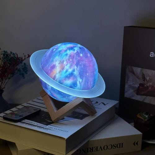 Altavoz Bluetooth De Escritorio Forma Planeta Subwoofer 3D Iluminación RGB