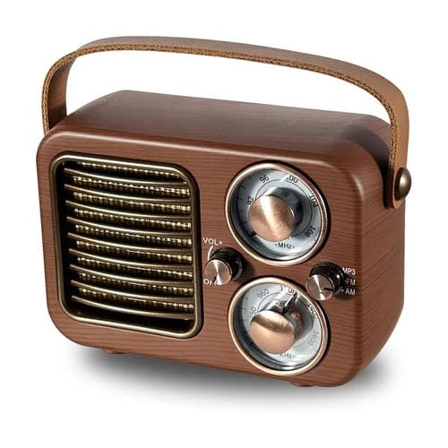 Altavoz Bluetooth Retro Multifuncional Con Radio y Adorno Decorativo Portátil (Rayas Horizontales)
