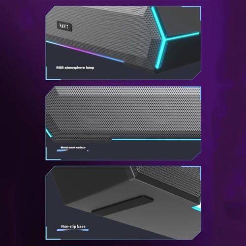 Altavoz con Cable para Computadora de Escritorio Havit M19 con Iluminación RGB y Micrófono Bluetooth