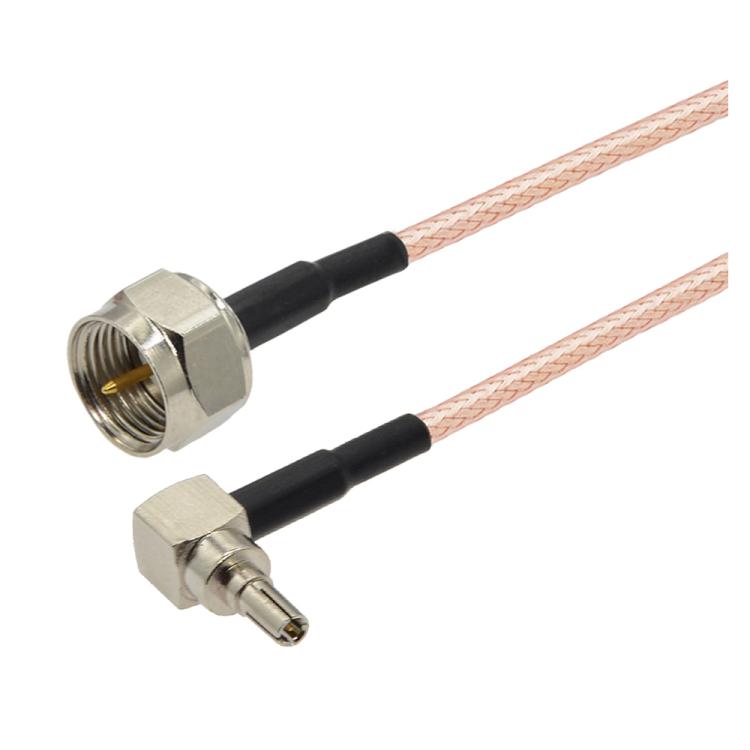 Cable Coaxial RF 30 cm conector macho F recto a conector macho CRC9 90 grados cable puente RG316