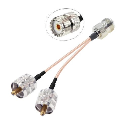 Cable Adaptador 20 cm UHF Hembra a 2 UHF Macho 1 en 2 SO239 a PL259Y