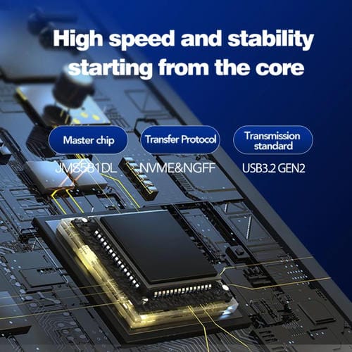 Concentrador de Disco Duro Blueendless M.2 Nvme/Sata Doble Protocolo con USB 10G x2 y Tipo-C 10G 5V 2A