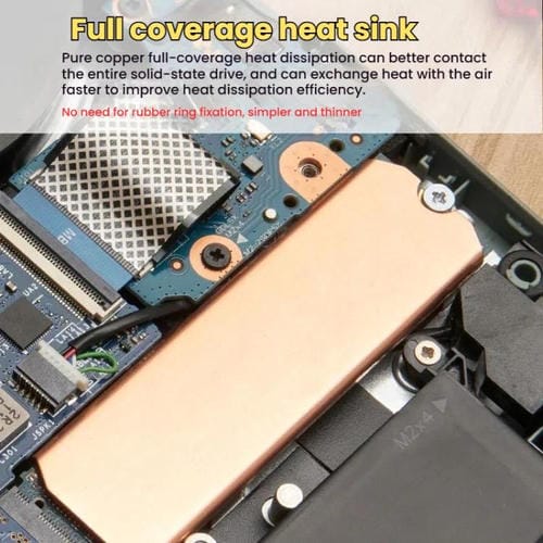 Disipador de Calor SSD de Cobre Puro Finalcool M.2 2280 para Consolas de Juegos, Portátiles y Minihosts