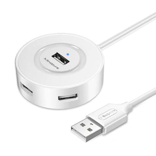 Concentrador de Expansión Mindpure US018 USB 2.0 de 4 Puertos para Ordenador, Longitud 0,5 m (Blanco)
