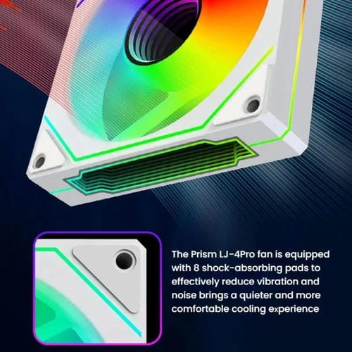 Ventilador Prism 4Rro para Caja de Ordenador, 12 cm, ARGB, Sincronización PWM, Silencioso (Marco Negro Invertido)