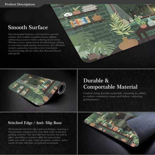 Alfombrilla de ratón con base de goma antideslizante diseño rana (Verde) 400x900x3 mm modelo 1