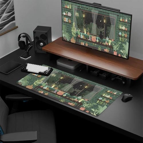 Alfombrilla de ratón con diseño rana base goma antideslizante para portátil 300x800x3 mm (Verde)