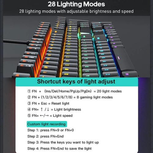 Teclado mecánico iMICE GK-600 para juegos metal RGB con cable USB y reposamanos