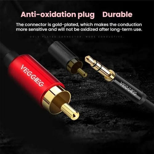 Cable de audio VEGGIEG 3,5 mm a 2 RCA para altavoces móvil y ordenador (5 m)