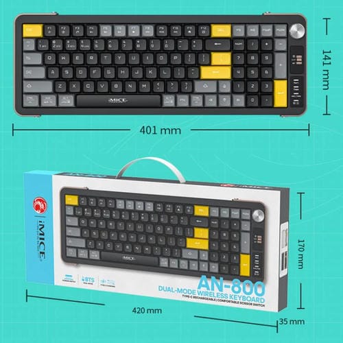 Teclado inalámbrico IMICE AN-800 Bluetooth modo dual estructura de tijera (Negro, Gris y Naranja)