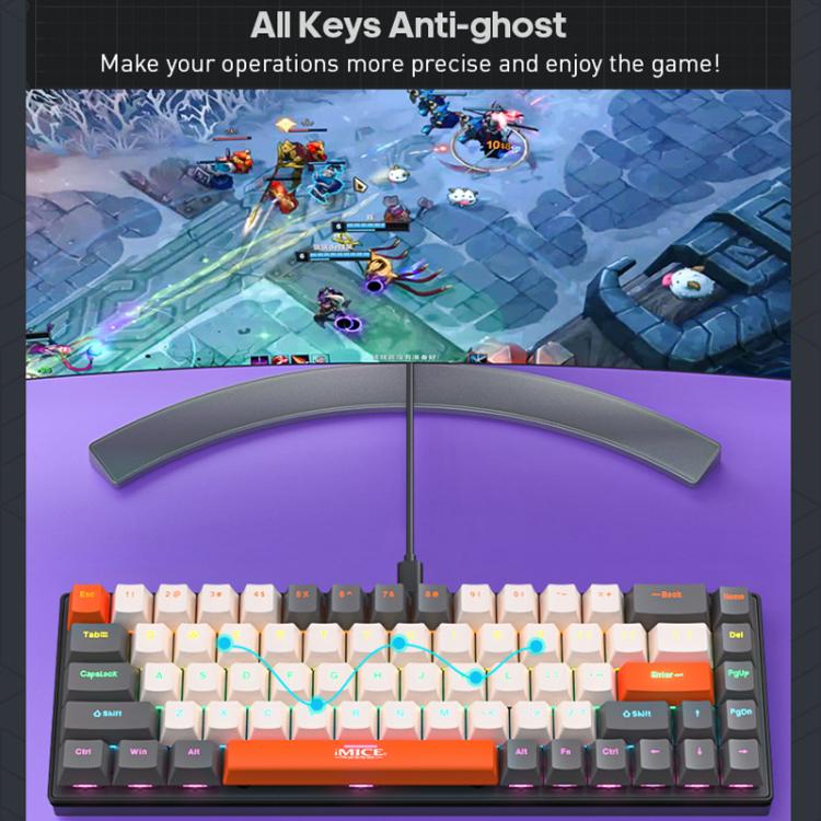 Teclado mecánico iMICE GK-690 con cable tipo C (Negro, Naranja y Blanco)
