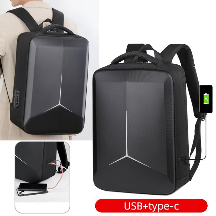 Mochila rígida portátil 15,6-16,6 pulgadas puertos USB y tipo C antirrobo (Gris)