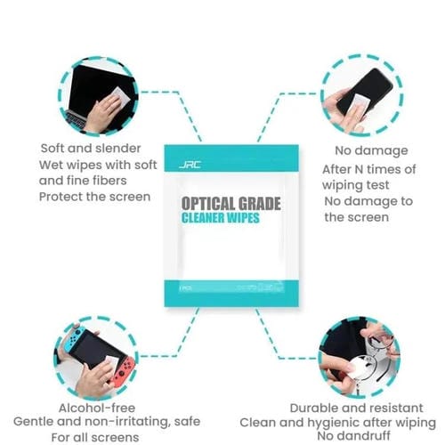 Kit portátil de limpeza JRC F502 (100 Peças) álcool ecrãs de telemóveis e papel óculos