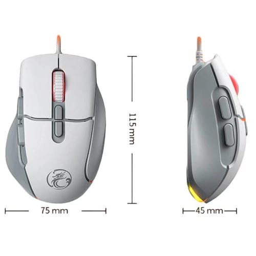 Ratón para juegos iMICE G800 7 teclas 7200 DPI con cable e iluminación LED (Gris y blanco)