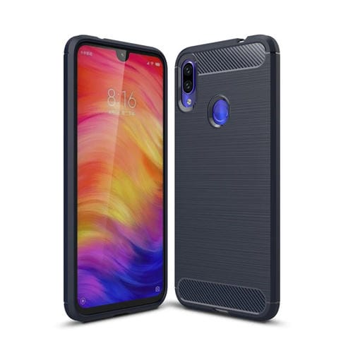 Carcasa de TPU de Fibra de Carbono con Textura Cepillada para Xiaomi Redmi Note 7 / Redmi Note 7 Pro (Azul Marino)