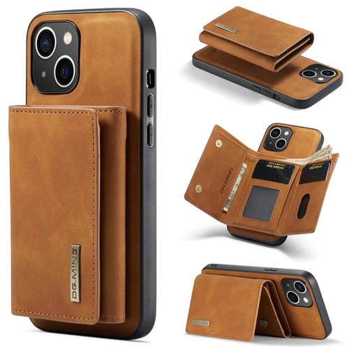 Para iPhone 15 Dg.Ming M1 Series Funda de Cuero para TelĂ©fono con Billetera MĂșltiple de 3 Pliegues (MarrĂłn) - MOVILSTORE