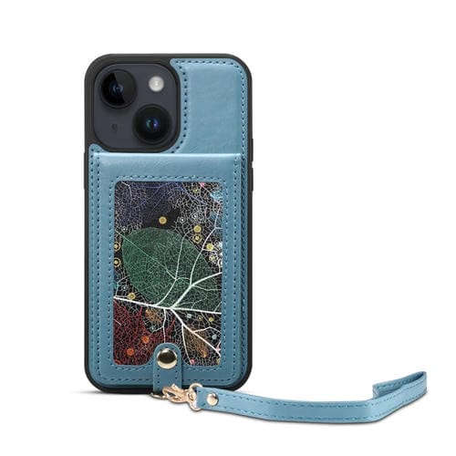 Para iPhone 15 Eseble Star Series Funda para Teléfono con Ranura para Tarjeta y Soporte para Cordón (Azul) - MOVILSTORE