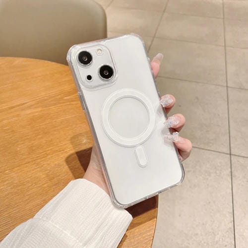 Para iPhone 15 Estuche de TPU AcrĂlico Transparente MagnĂ©tico Magsafe con Orificio Fino (Transparente) - MOVILSTORE