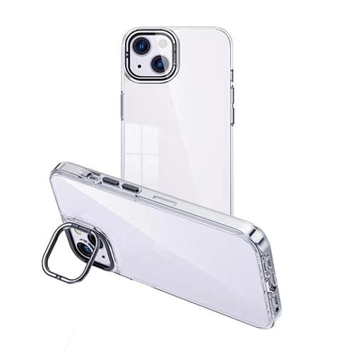 Para iPhone 15 Estuche Transparente para Teléfono con Soporte para Cåmara Invisible (Plateado) - MOVILSTORE