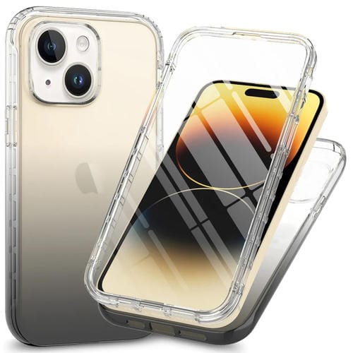 Para iPhone 15 Funda para Teléfono con Degradado Transparente a Prueba de Golpes de Cuerpo Completo (Negro) - MOVILSTORE