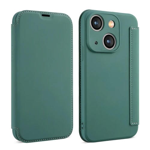 Para iPhone 15 Funda para Teléfono de Cuero con Sensación de Piel Líquida y Ranuras para Tarjetas (Verde) - MOVILSTORE