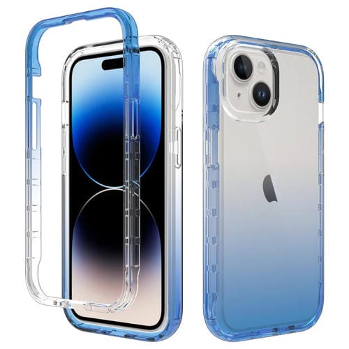 Para iPhone 15 Funda para Teléfono PC + TPU con Degradado Transparente a Prueba de Golpes (Azul) - MOVILSTORE