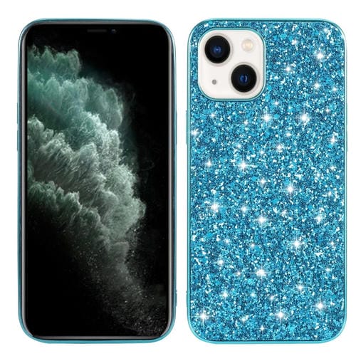 Para iPhone 15 Funda para Teléfono TPU con Purpurina En Polvo (Azul) - MOVILSTORE