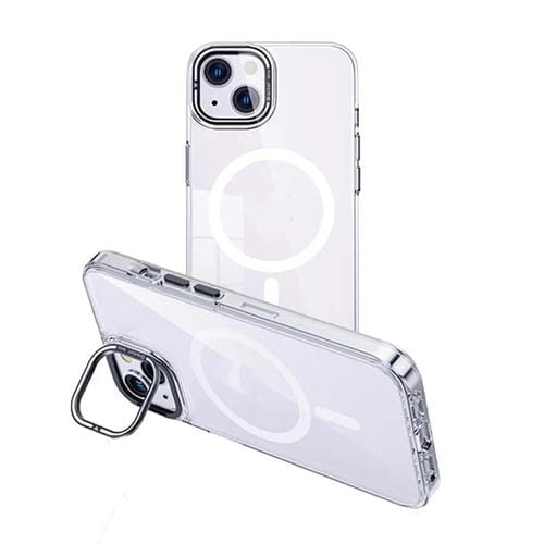 Para iPhone 15 Funda Transparente para Teléfono con Soporte Invisible Magnético Magsafe (Plateado) - MOVILSTORE