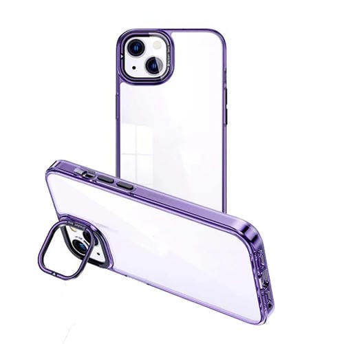 Para iPhone 15 Funda Transparente para TelĂ©fono con Soporte para CĂĄmara Invisible (PĂșrpura) - MOVILSTORE