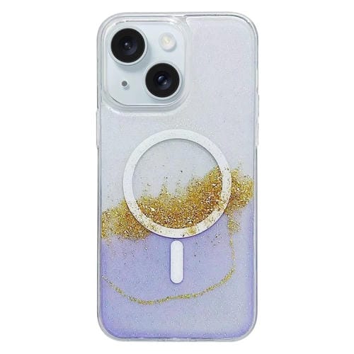 Para iPhone 15 Magsafe Gilding Hybrid Clear TPU Funda para Teléfono (Púrpura) - MOVILSTORE